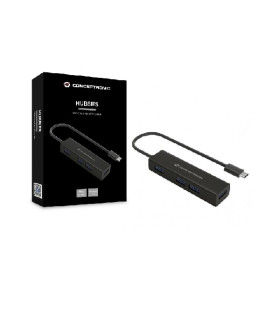 Hub usb tipo c conceptronic hubbies07b 4 x usb 3.0 - aluminio