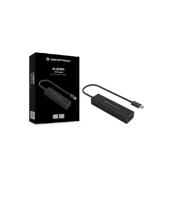 Hub usb tipo c conceptronic hubbies07b 4 x usb 3.0 - aluminio