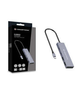 Hub usb tipo c conceptronic hubbies13g 2 x usb tipo c - 2 x usb tipo a - aluminio