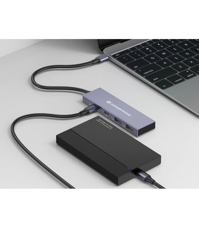 Hub usb tipo c conceptronic hubbies13g 2 x usb tipo c - 2 x usb tipo a - aluminio