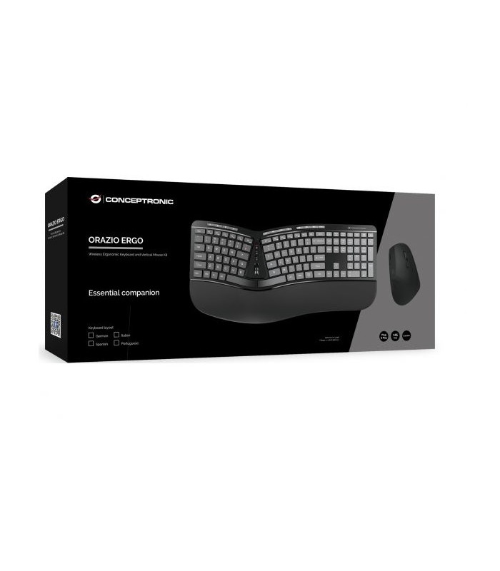 Kit teclado + mouse raton conceptronic orazio02 wireless inalambrico ergonomico