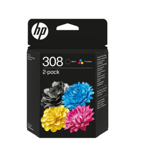 Pack cartuchos tinta hp 308 negra - tricolor