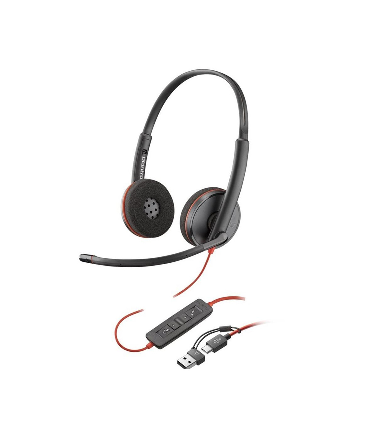 Auriculares poly blackwire 3220 estéreo usb - c negro + adaptador usb - c - a auriculares poly blackwire 3220 estéreo usb - c + 