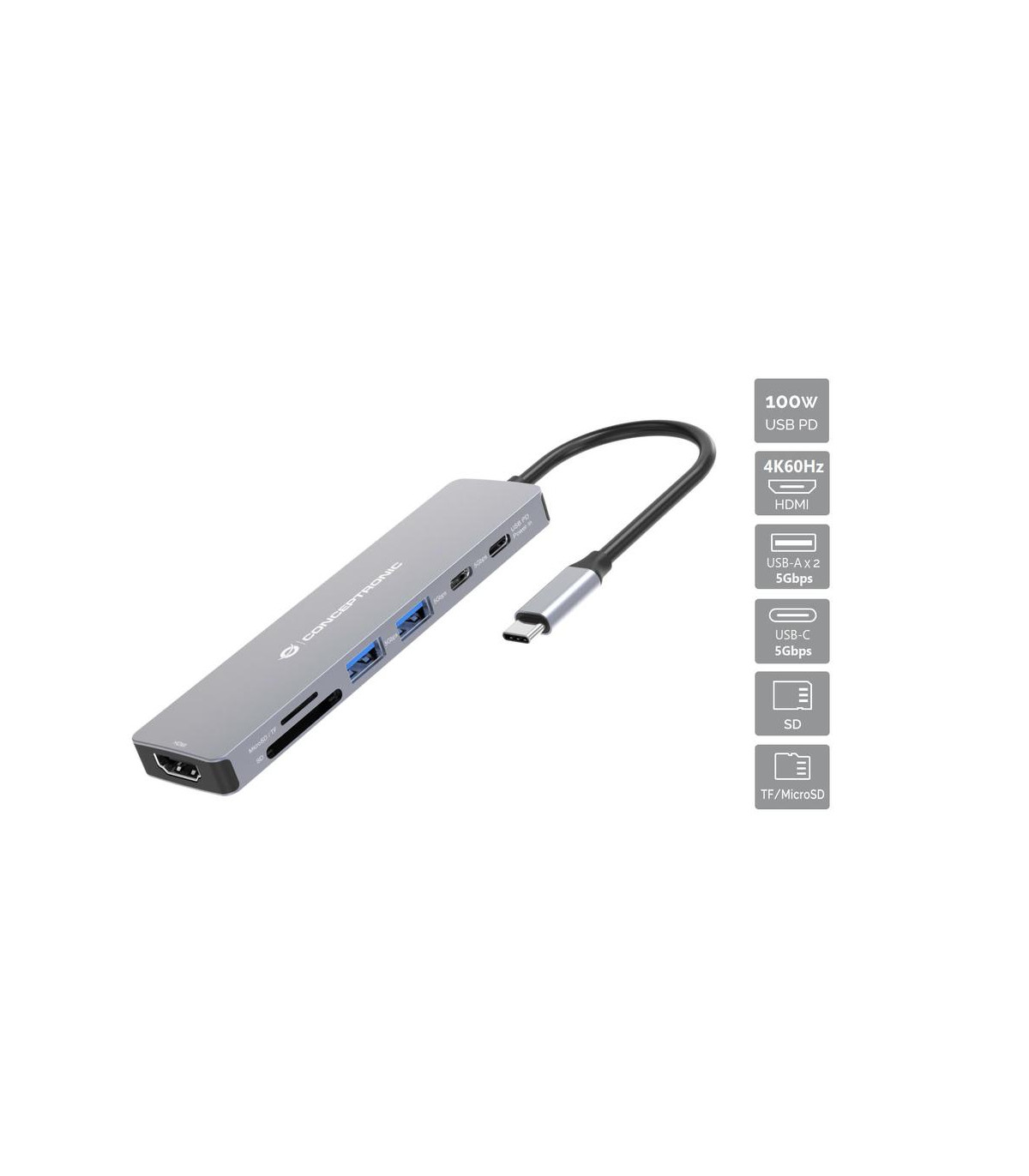 Docking station conceptronic donn28g usb tipo c 7 en 1