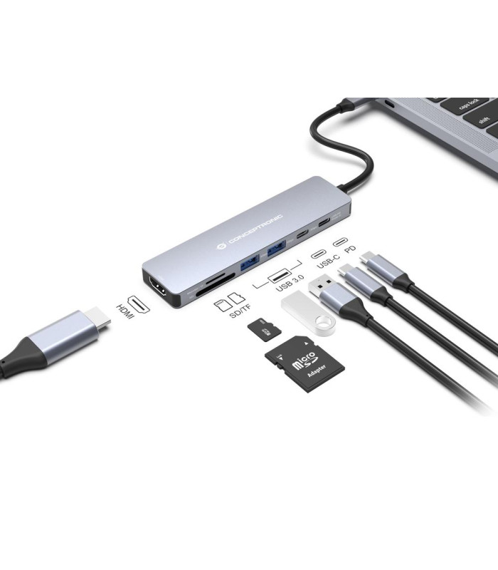 Docking station conceptronic donn28g usb tipo c 7 en 1