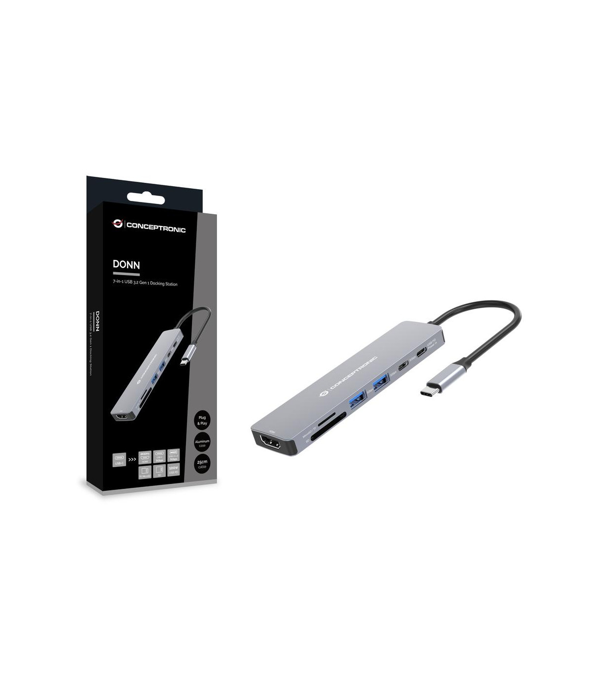 Docking station conceptronic donn28g usb tipo c 7 en 1