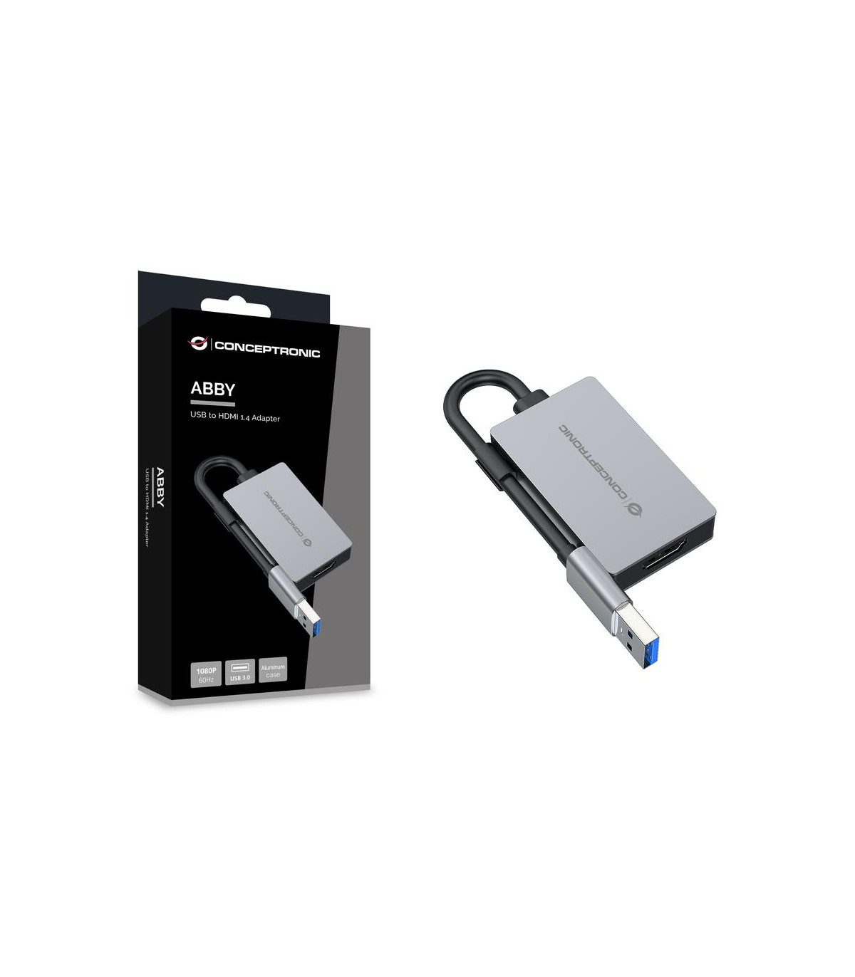 Adaptador usb 3.0 a hdmi conceptronic 16cm -  macho - hembra