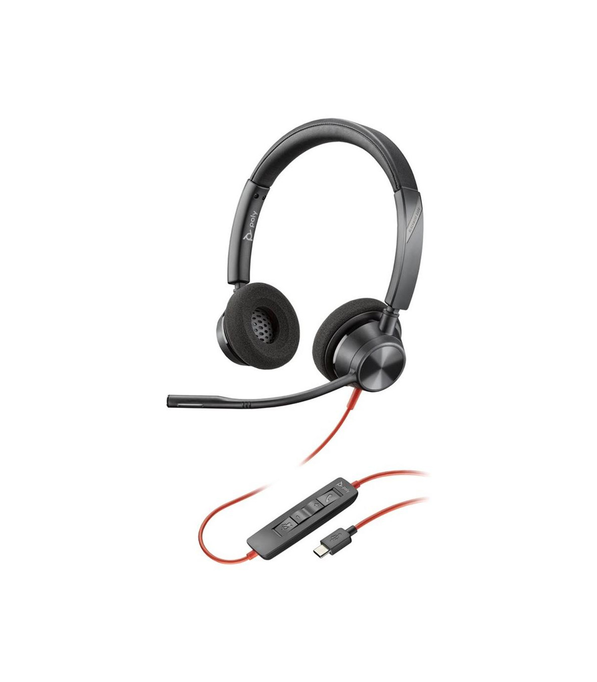 Auriculares poly blackwire 3320 stereo negro