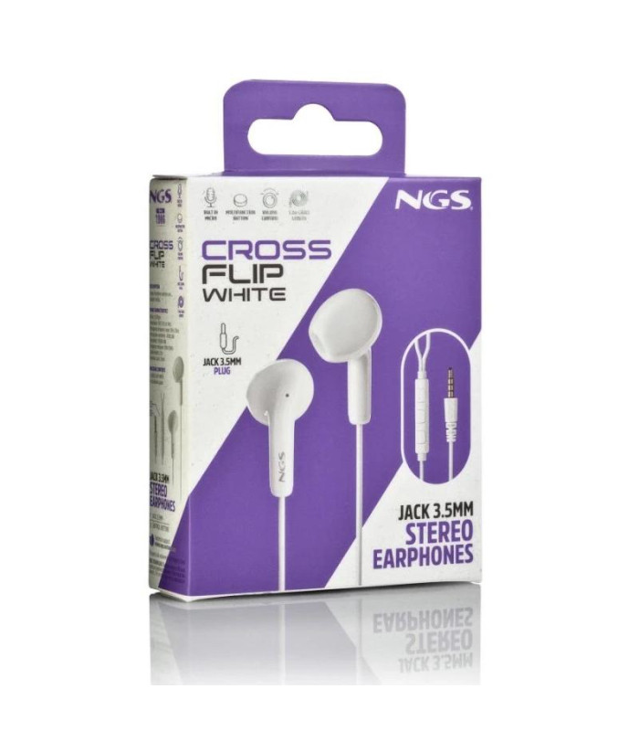 NGS Auricular Blanco Estéreo con cable JACK 3.5 mm