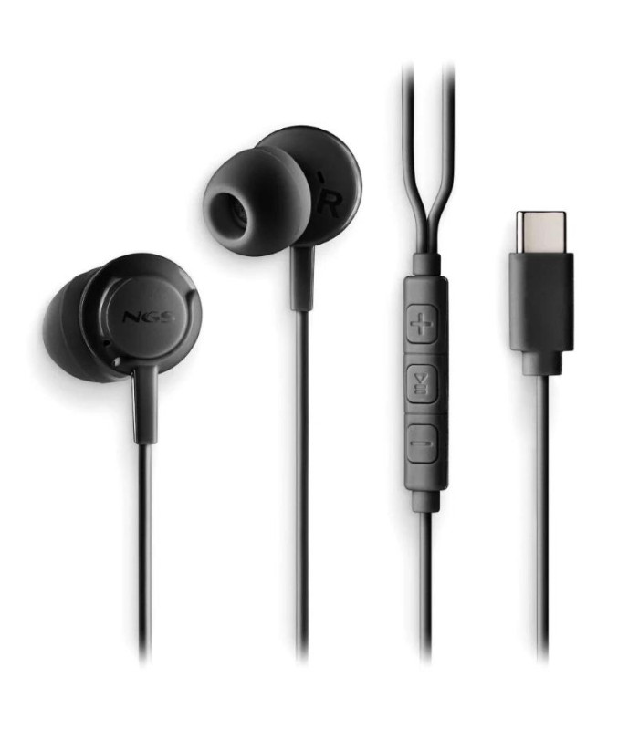 NGS Auricular Negro Estéreo USB-C Con Cable
