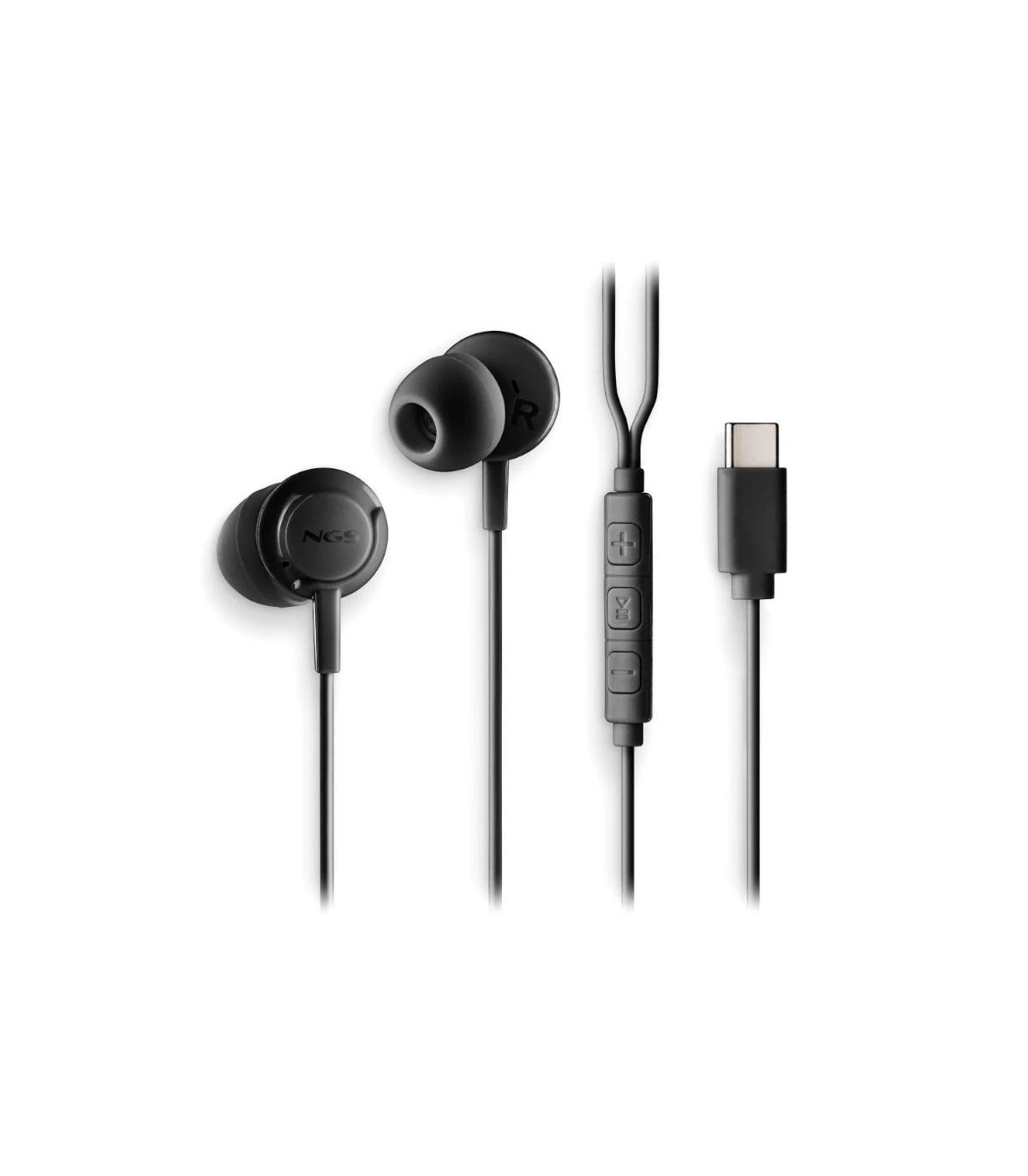 NGS Auricular Negro Estéreo USB-C Con Cable