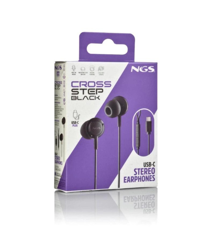 NGS Auricular Negro Estéreo USB-C Con Cable
