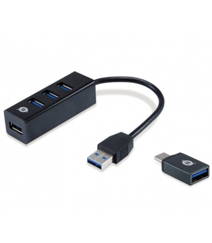 Hub usb 3.0 conceptronic hubbies04b 4 puertos con adaptador otg usb tipo c