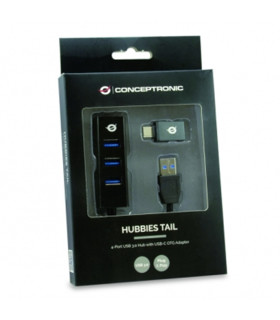 Hub usb 3.0 conceptronic hubbies04b 4 puertos con adaptador otg usb tipo c