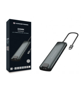 Adaptador conceptronic usb tipo c 9 en 1 hdmi - usb - c - pd - usb 3.0 - sd - micro sd - rj45