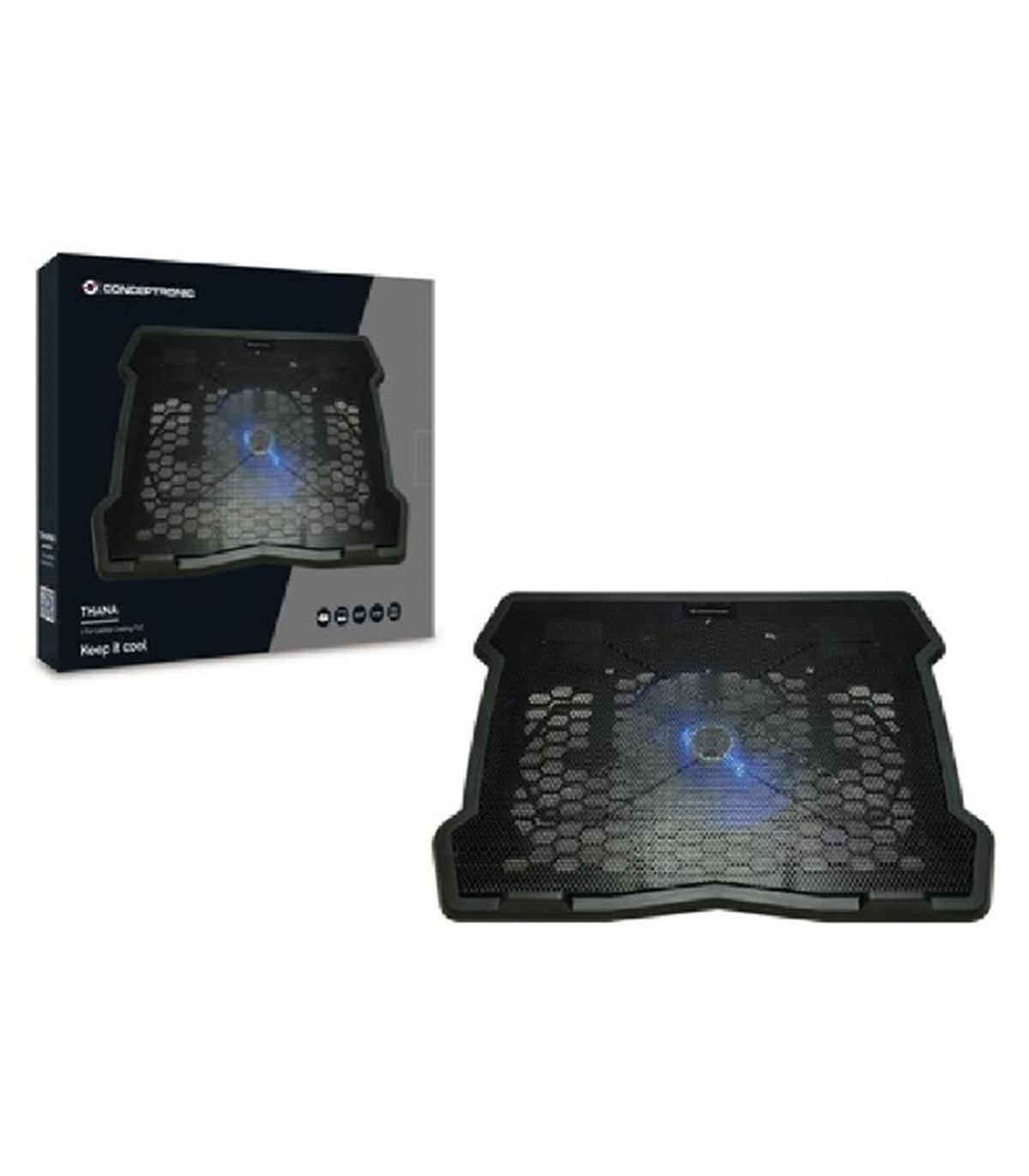 Soporte - base de refrigeracion conceptronic thana05b  para portatiles hasta 15.6 pulgadas ventilador 125mm