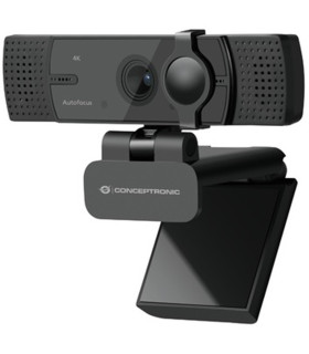 Webcam 4k conceptronic amdis07b 8.3mp -  4k ultra hd - usb - angulo vision 80º - enfoque automatico - doble microfono integrado