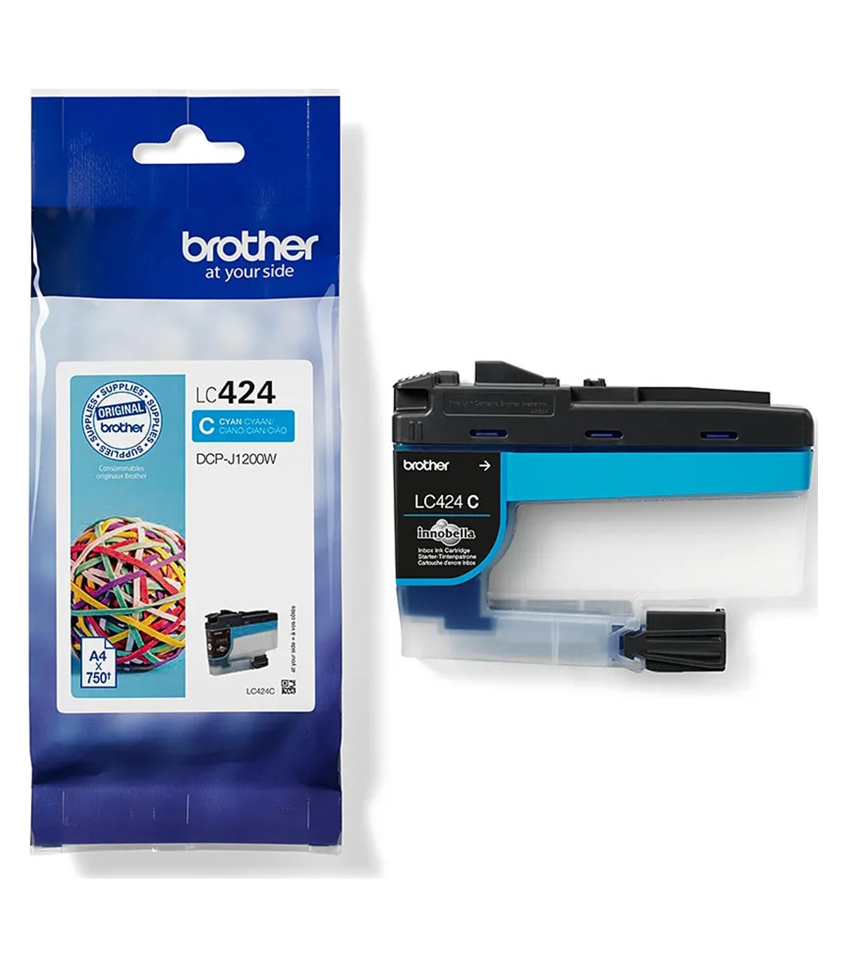 Cartucho tinta brother lc424c cian 750 paginas