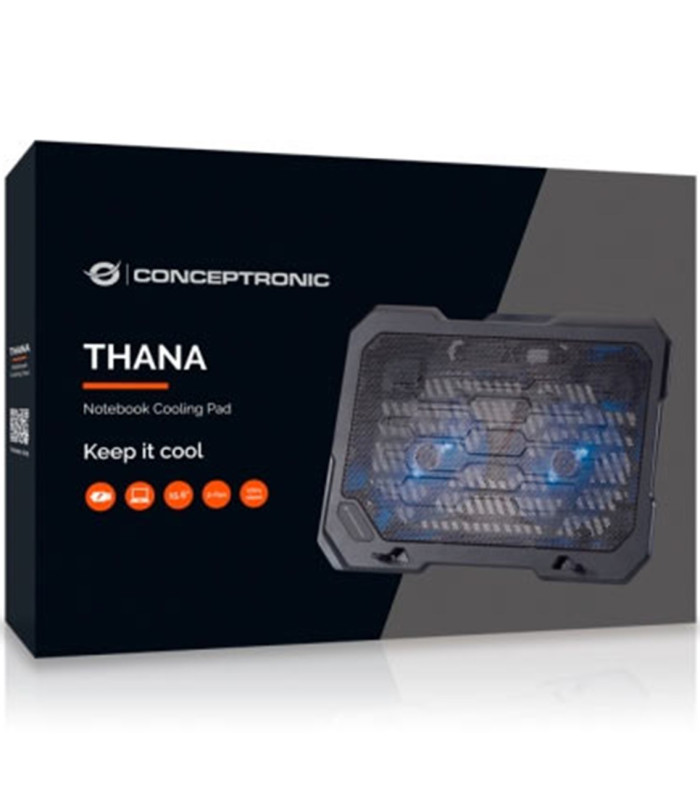 Base refrigeracion conceptronic para portatiles 2 ventiladores 125mm hasta 15.6 pulgadas