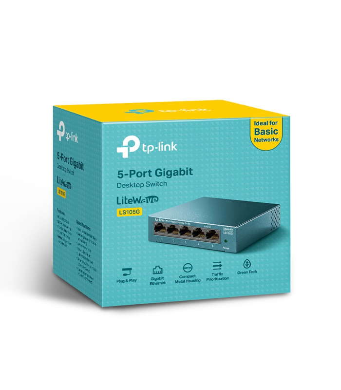Switch 5 puertos 10 - 100 - 1000 tp - link azul claro