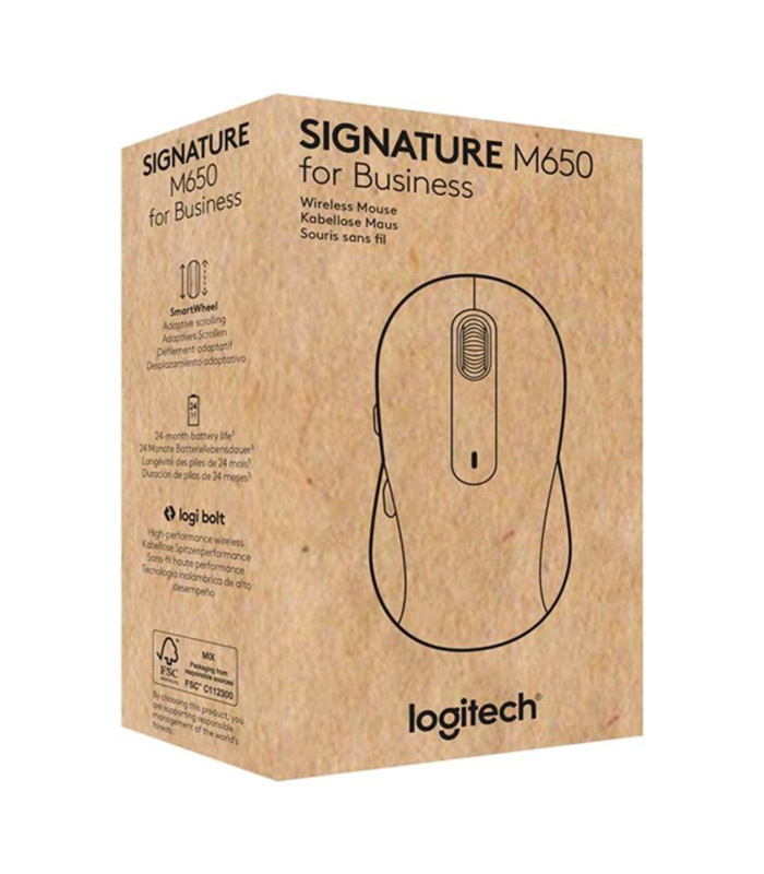 Mouse raton logitech m650 for business mediano wireless inalambrico blanco crudo