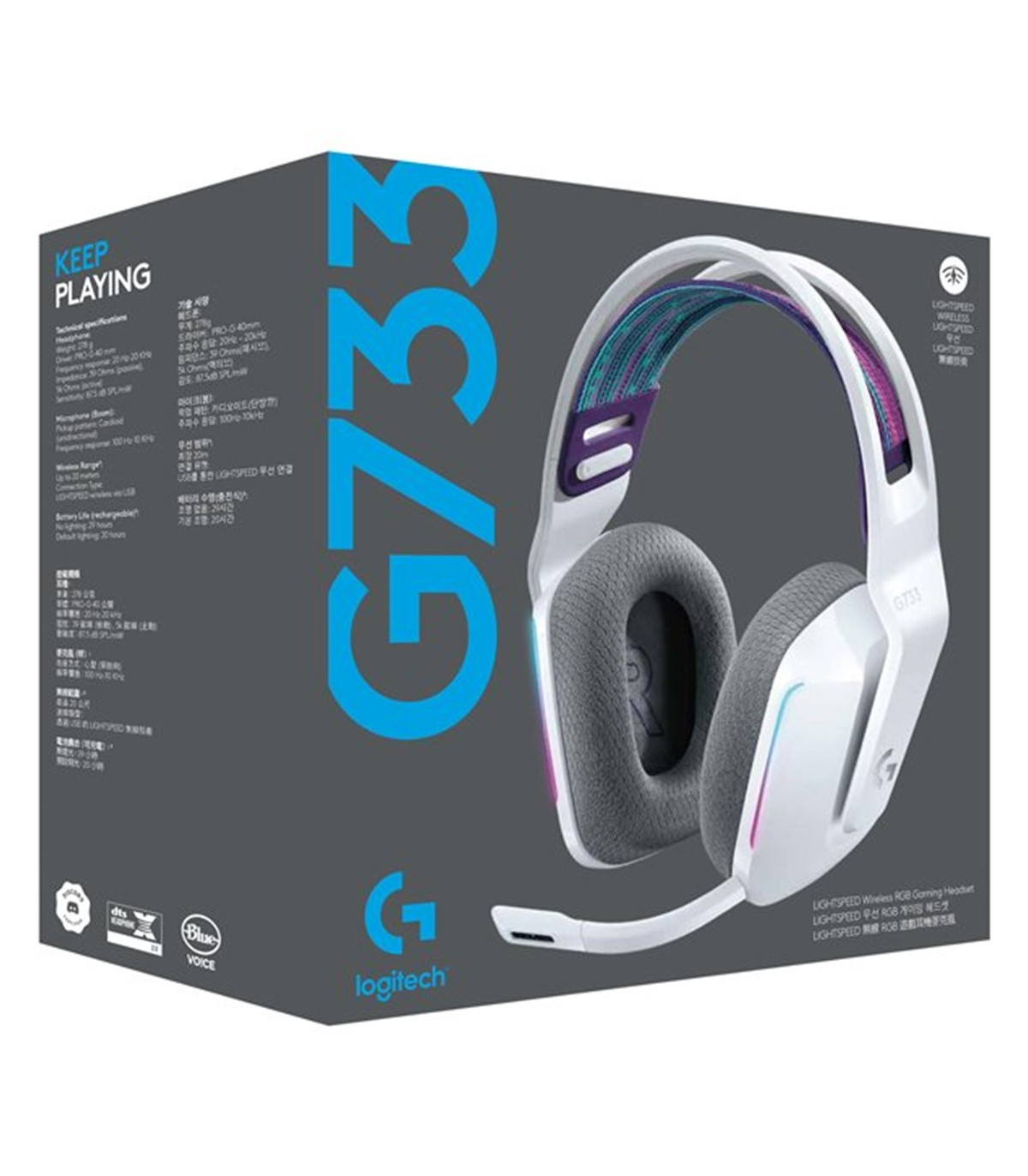 Auricular con microfono logitech g g733 gaming wireless inalambrico blanco