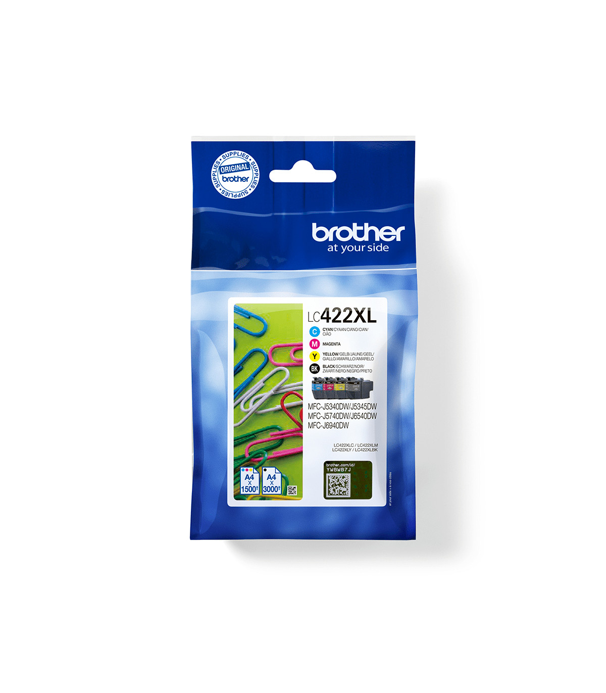 Pack cartuchos tinta brother lc422xlval negro cian magenta amarillo 3000 paginas - negro 1500 paginas - color
