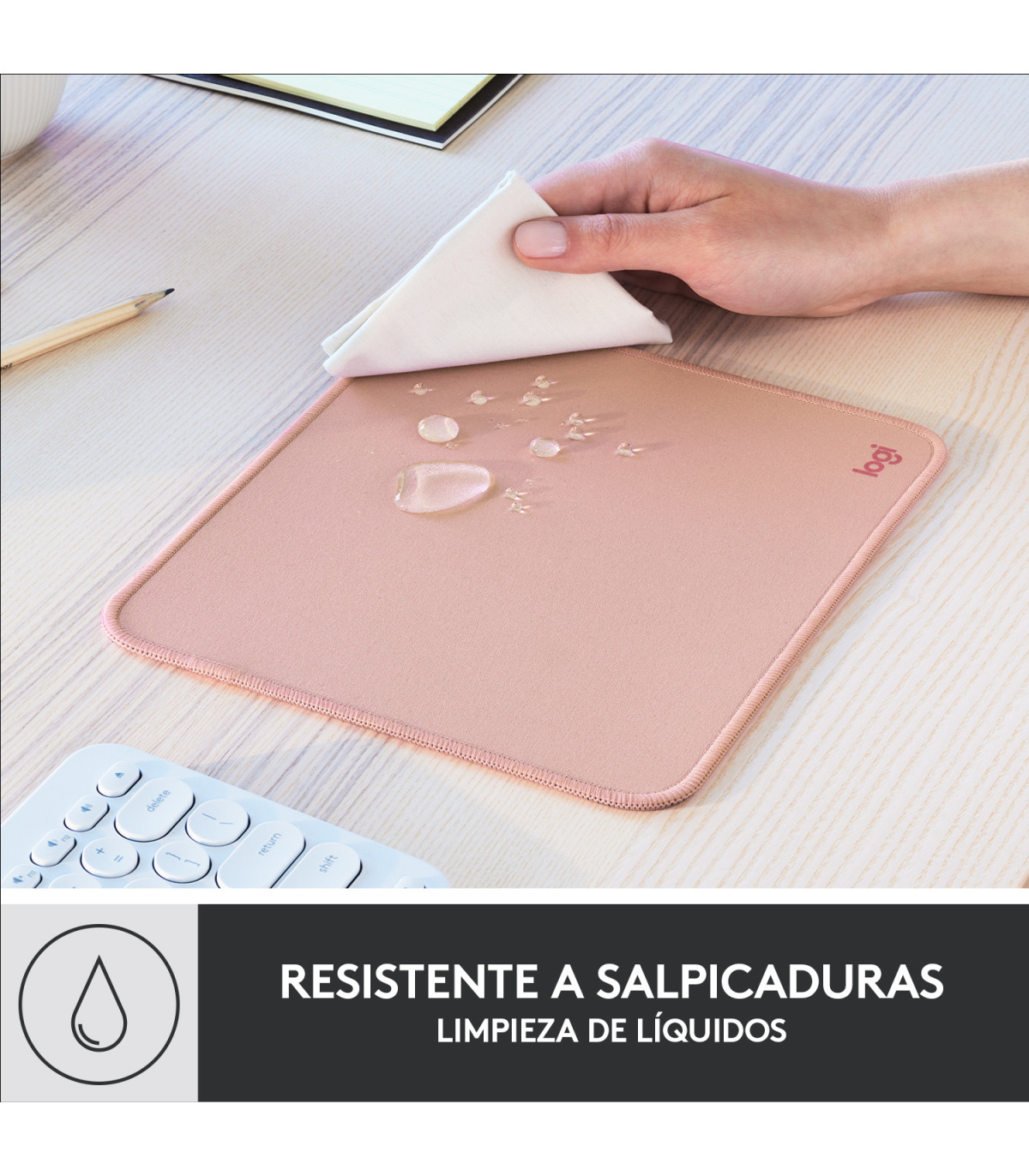 Alfombrilla logitech desk mat studio series rosa oscuro