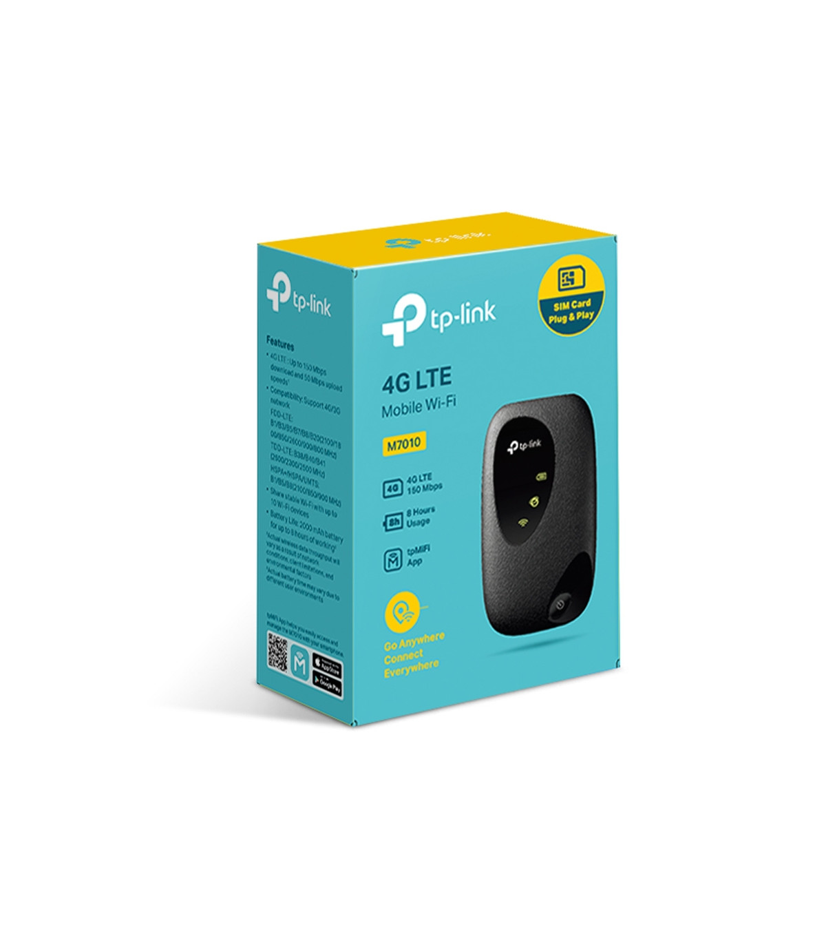 Router wifi movil 4g lte 300mbps 2.4ghz tp - link m7010 ranura sim bateria 2000mah