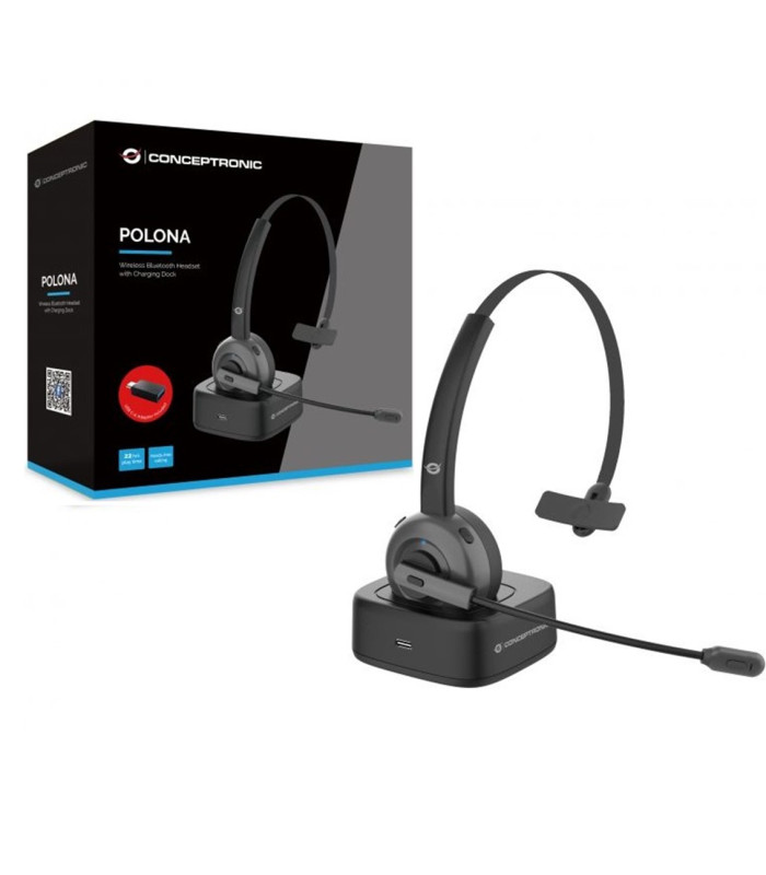 Auricular conceptronic bluetooth polona03bd con base de carga headset mono