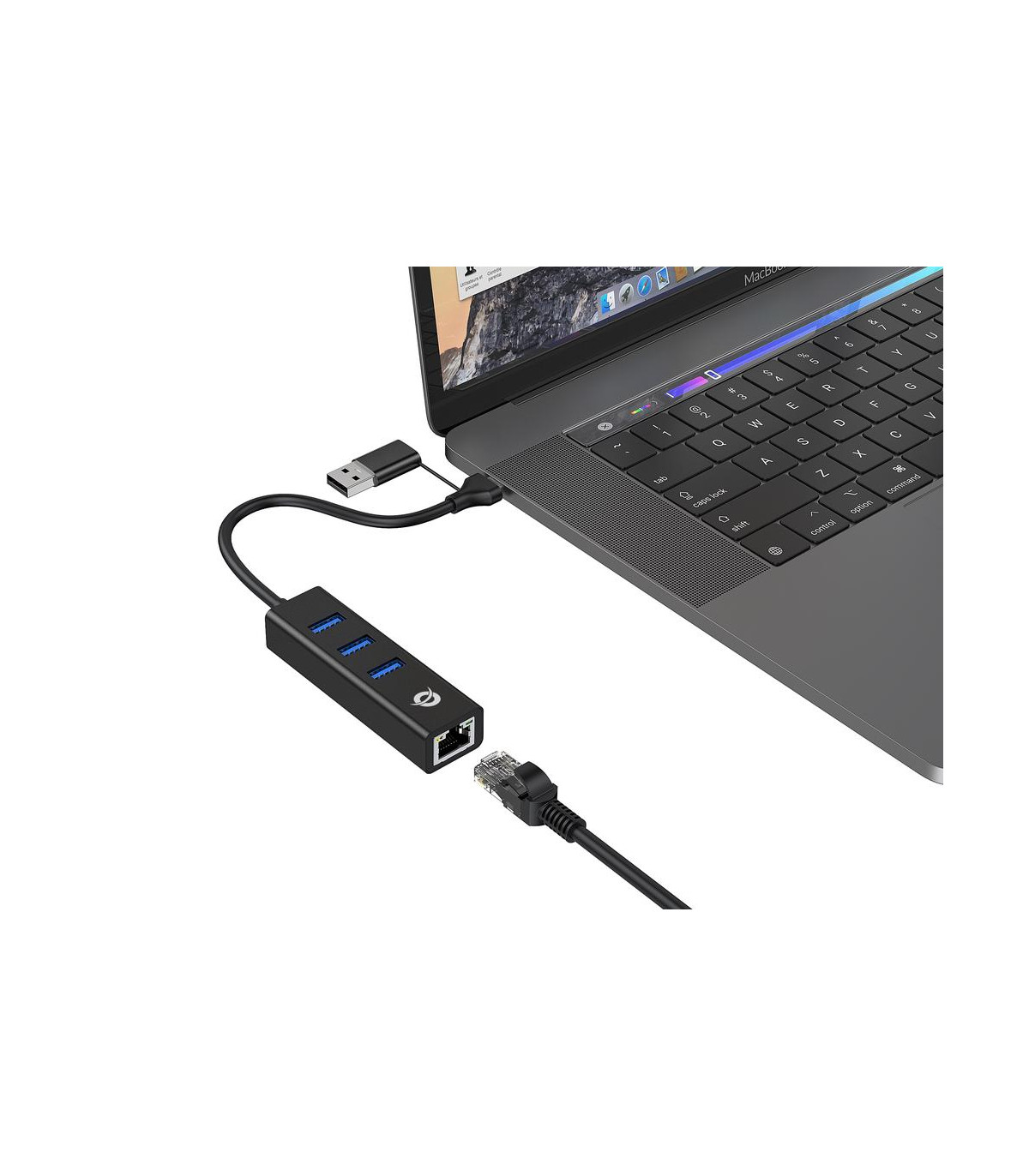 Adaptador conceptronic usb a gigabit ethernet rj45 -   con hub usb 3.0 - 3 puertos - adaptador usb - c