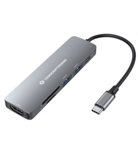 Adaptador usb - c 6en1 conceptronic donn11 -  hdmi usb 3.0 - lector sd