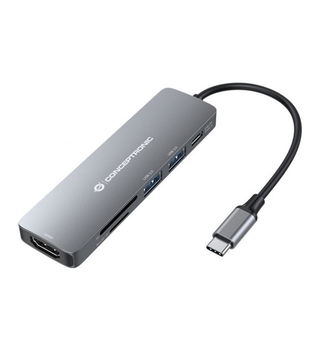 Adaptador usb - c 6en1 conceptronic donn11 -  hdmi usb 3.0 - lector sd