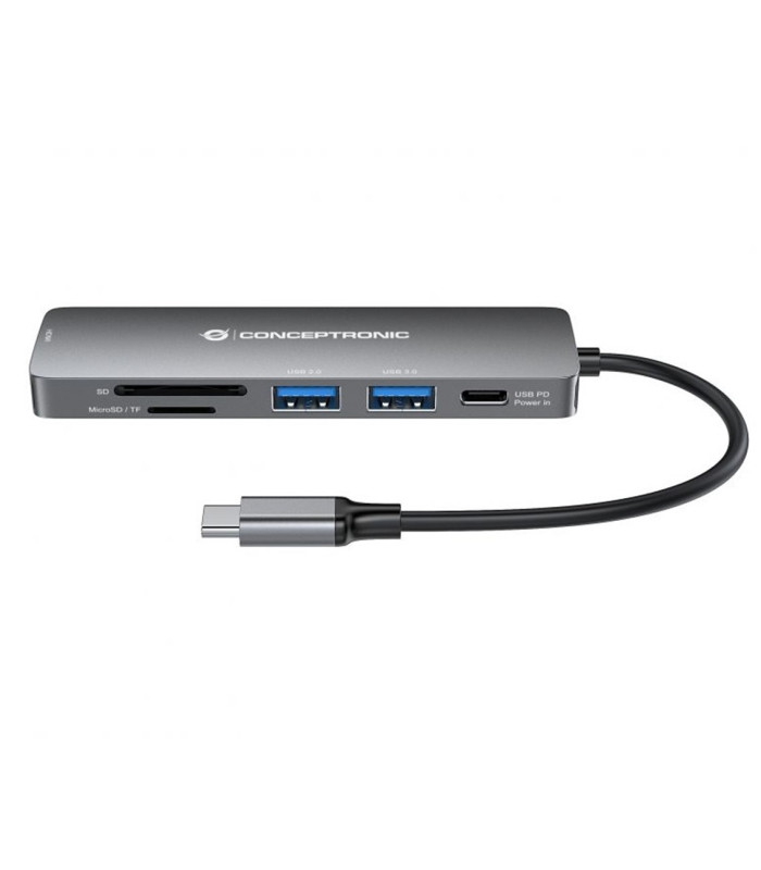 Adaptador usb - c 6en1 conceptronic donn11 -  hdmi usb 3.0 - lector sd