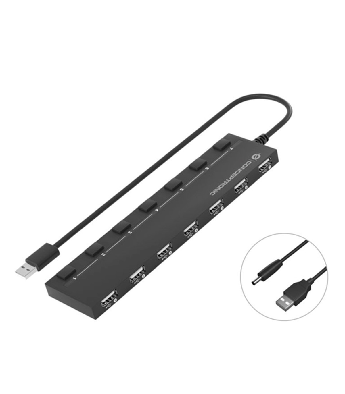 Hub usb 2.0 conceptronic hubbies08 7 puertos con interruptores