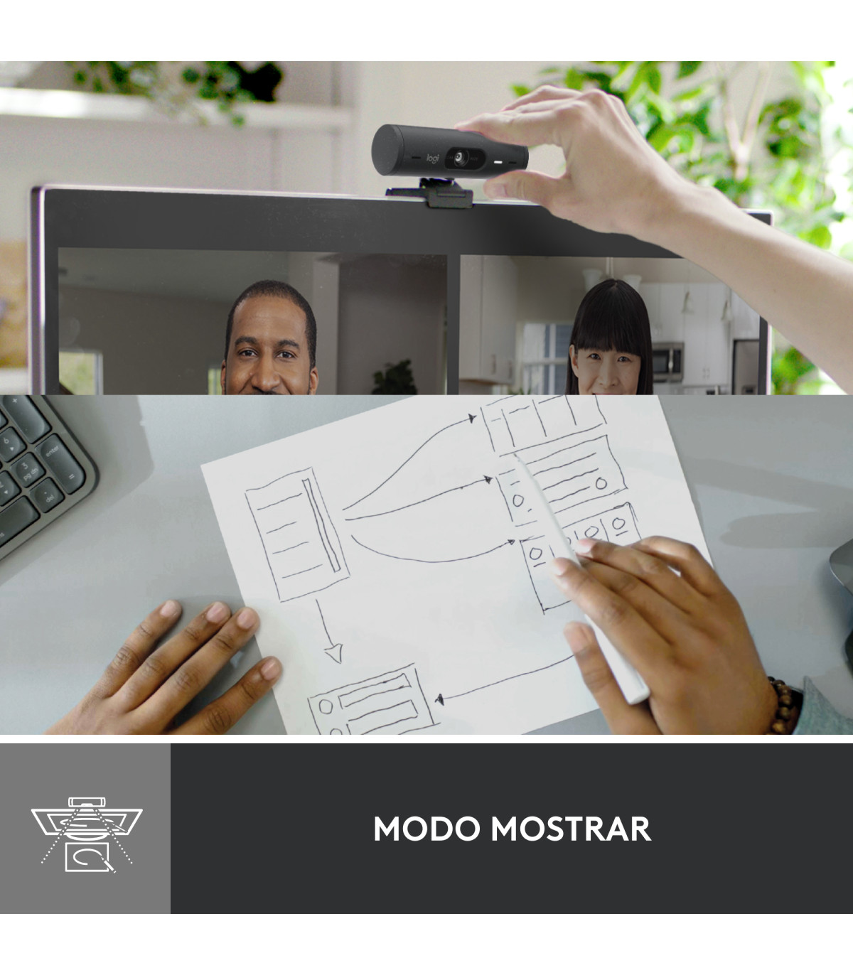 Webcam logitech brio 500 grafito full hd -  usb tipo c