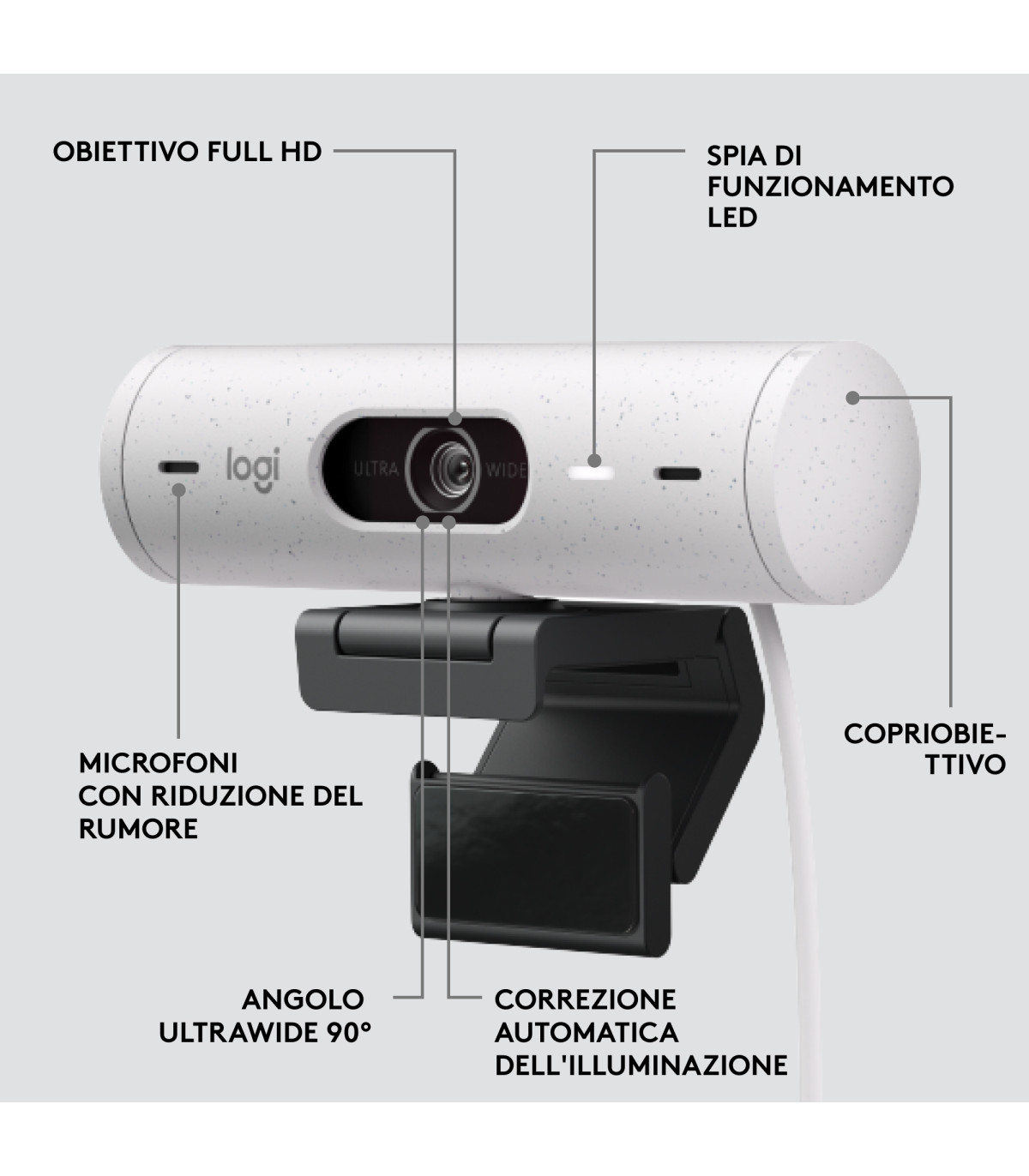 Webcam logitech brio 500 blanco crudo full hd -  usb tipo c