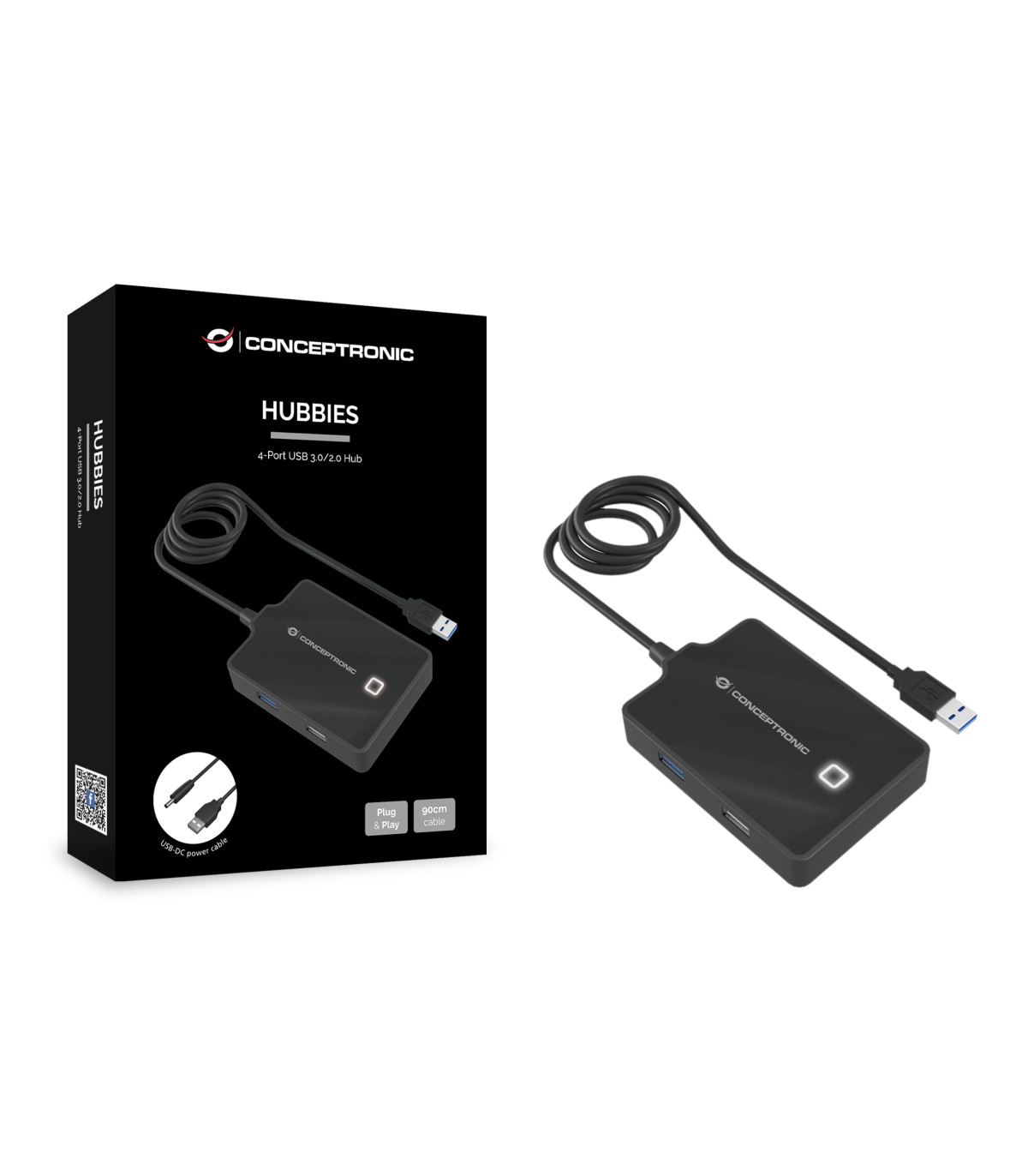 Hub usb 2.0 -  3.0 conceptronic hubbies10b 4 puertos y cable de 90cm