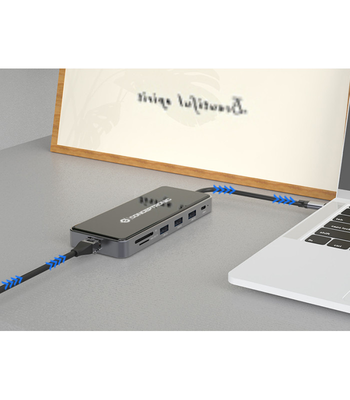 Adaptador conceptronic usb tipo c a gigabit ethernet rj45 -  hdmi -  vga -  con hub usb 3 puertos -  usb tipo c -  lector de tar