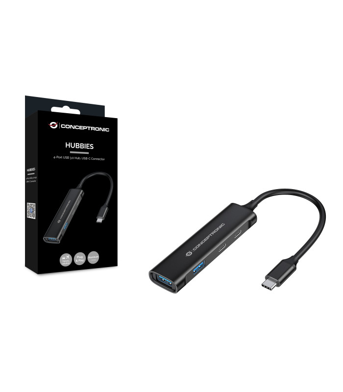 Hub usb tipo c conceptronic hubbies12b 4 puertos usb 3.2 2 puertos usb tipo c