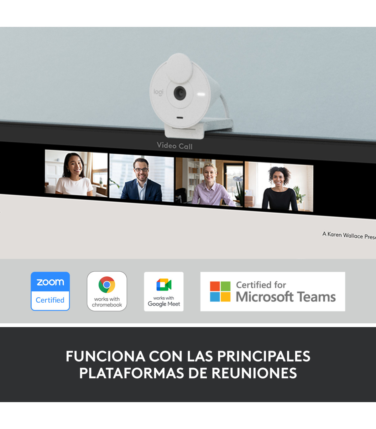 Webcam logitech brio 300 blanco crudo full hd -  usb tipo c