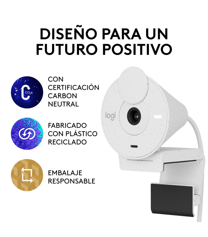 Webcam logitech brio 300 blanco crudo full hd -  usb tipo c