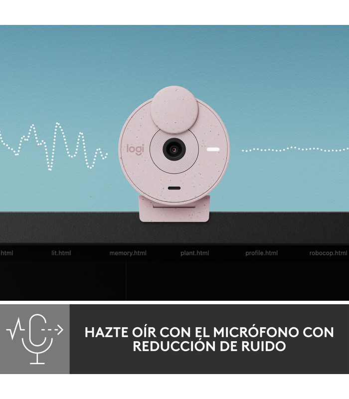 Webcam logitech brio 300 rosado full hd -  usb tipo c