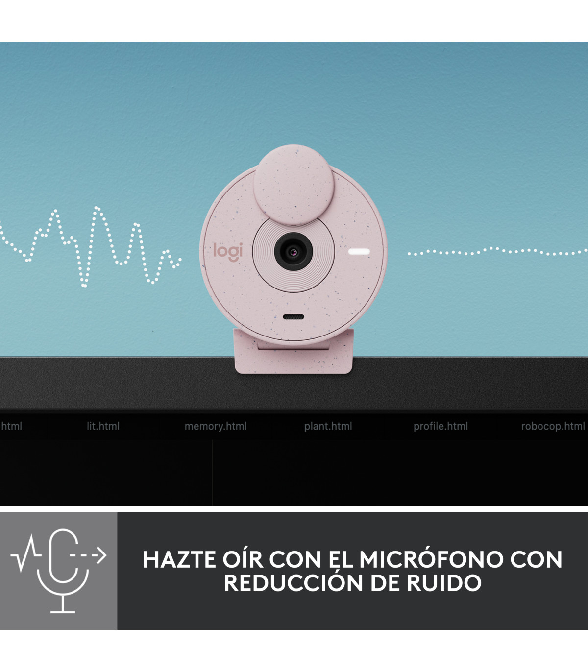 Webcam logitech brio 300 rosado full hd -  usb tipo c