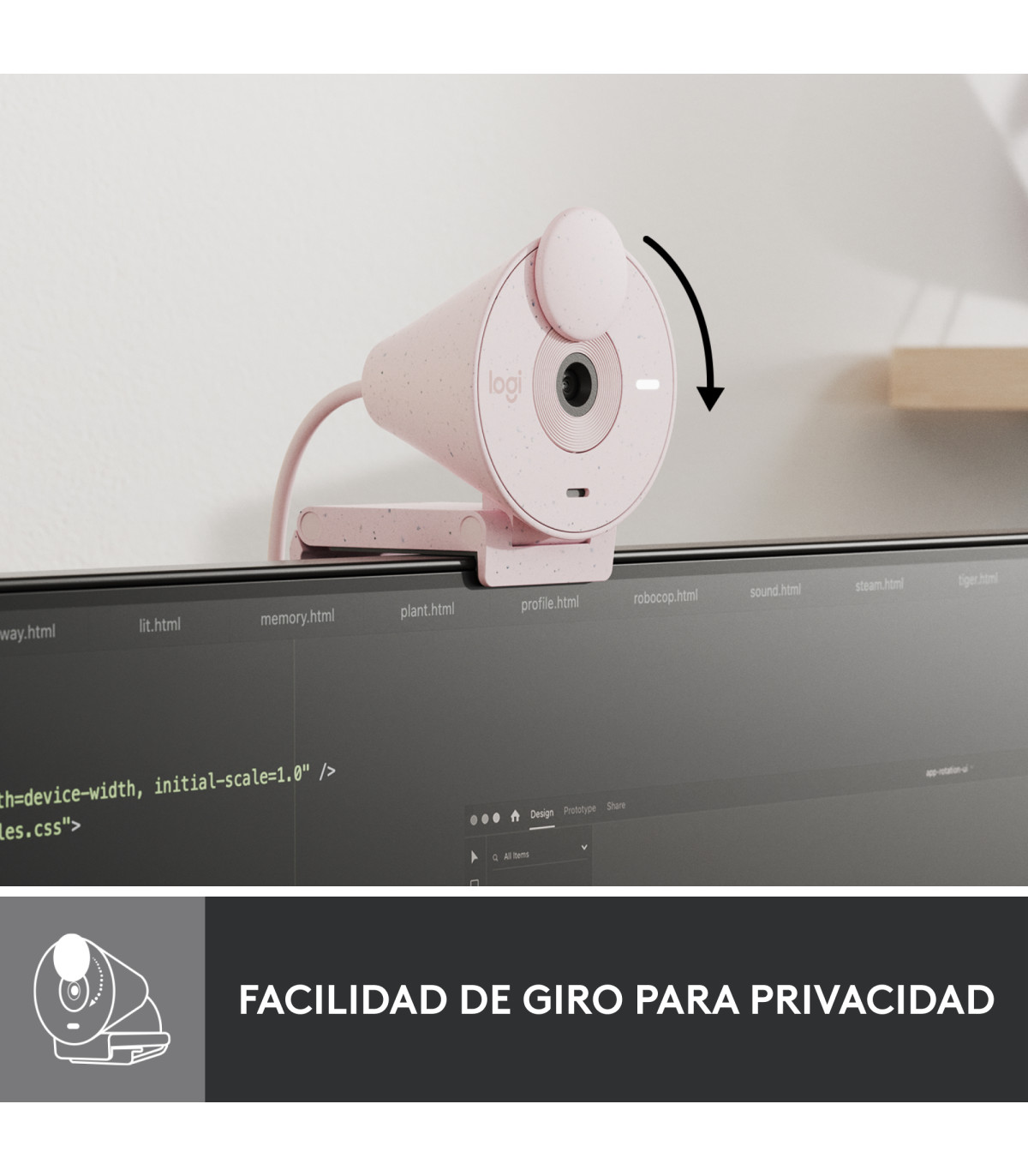 Webcam logitech brio 300 rosado full hd -  usb tipo c