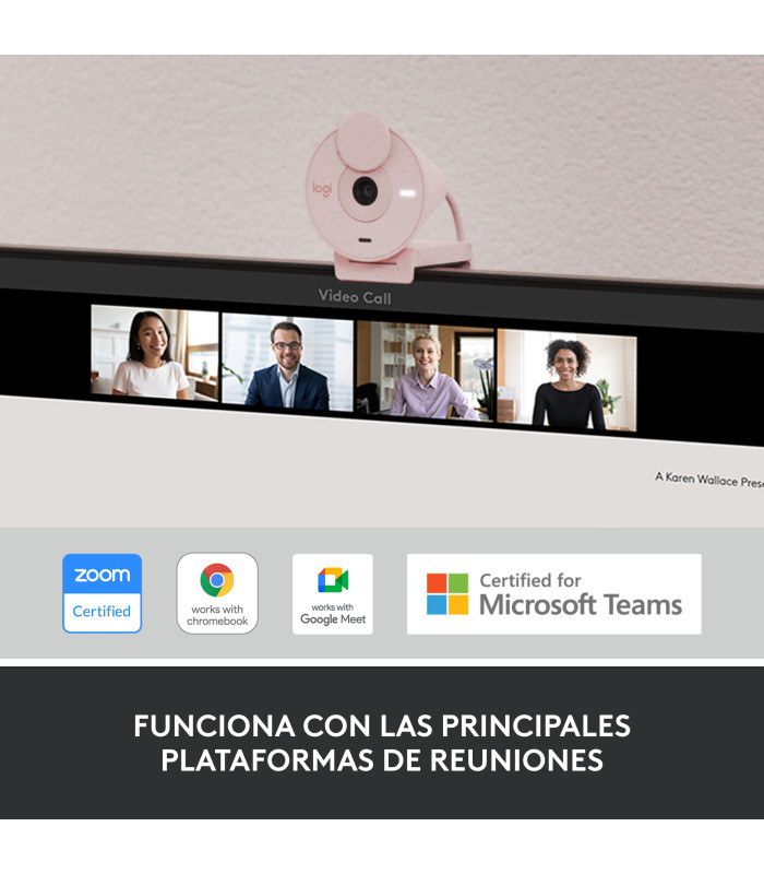 Webcam logitech brio 300 rosado full hd -  usb tipo c