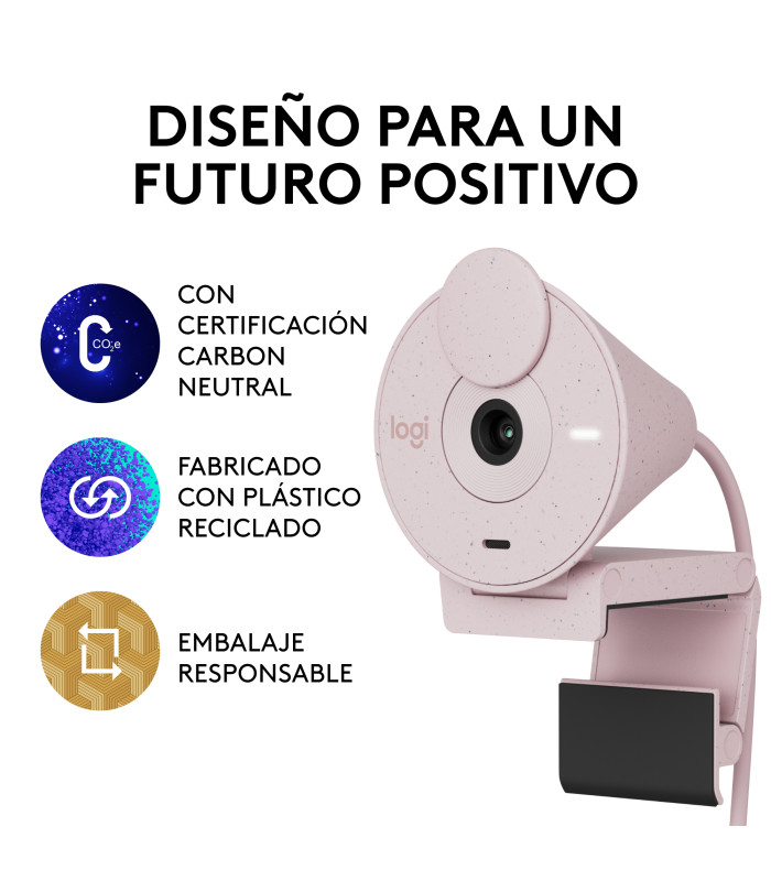 Webcam logitech brio 300 rosado full hd -  usb tipo c