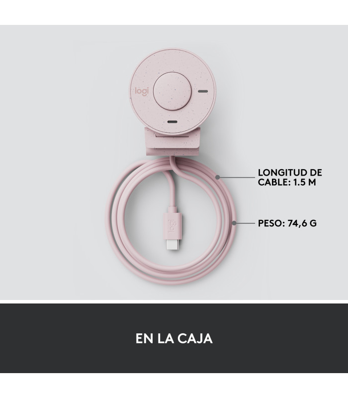Webcam logitech brio 300 rosado full hd -  usb tipo c