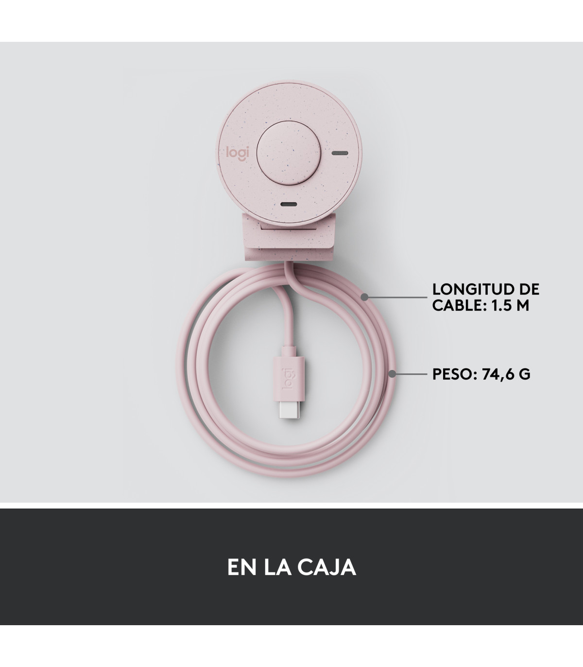 Webcam logitech brio 300 rosado full hd -  usb tipo c