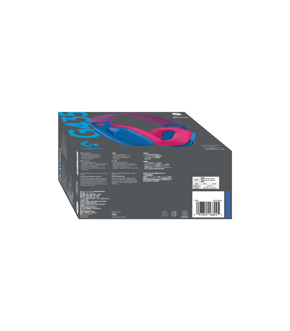 Auriculares con microfono logitech g435 gaming wireless inalambrico azul